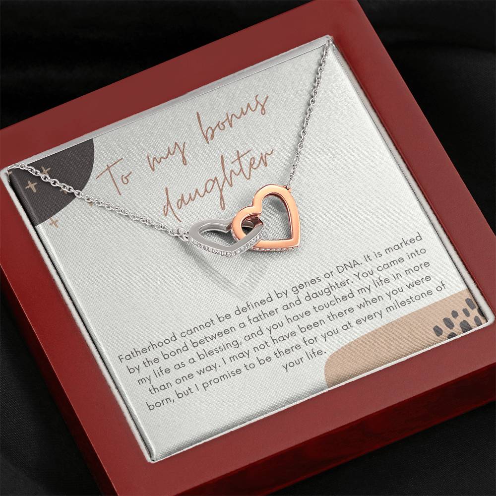 Bonus Daughter Gift Necklace, Gift From Stepdad to Stepdaughter, Birthday Gift, Christmas Gift, Wedding Heart Necklace