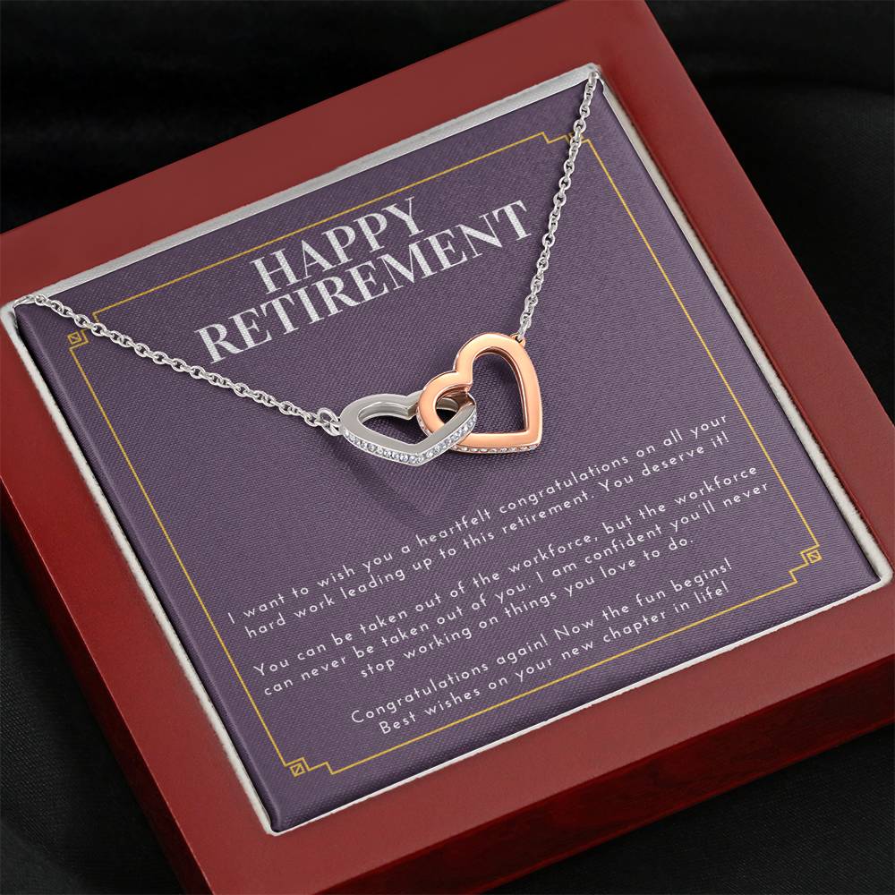 Retirement Gift For Female Interlocked Heart Pendent Gift On Her Retirement Day