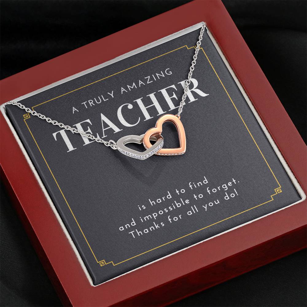 Teacher's Appreciation Carded Gift Heart Pendent To My Favorite Teacher On Valentine Day