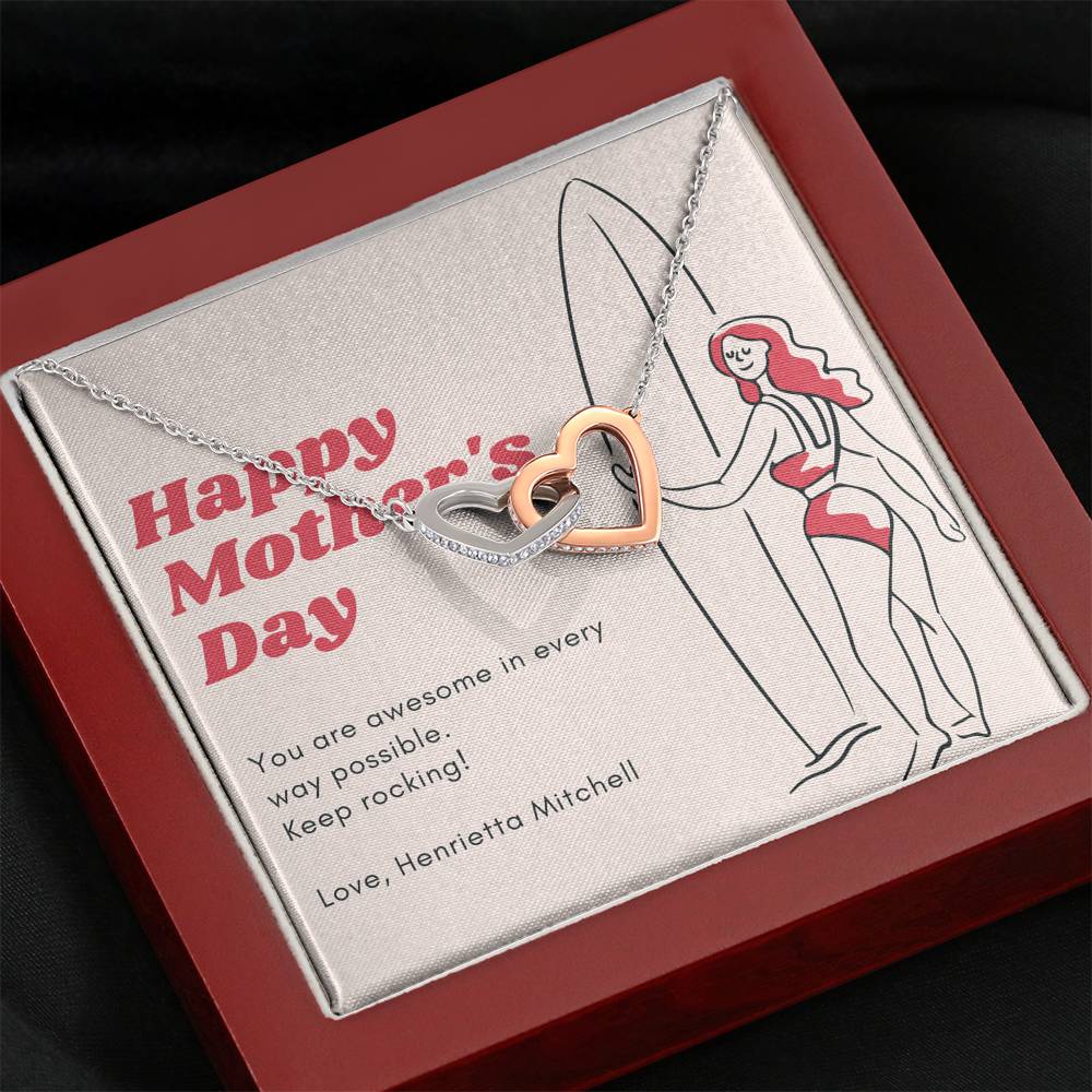Personalized Gift Mom Necklace for Her Birthday Valentines Mother's Day Interlocking Hearts Necklaces for Women with Message  Card
