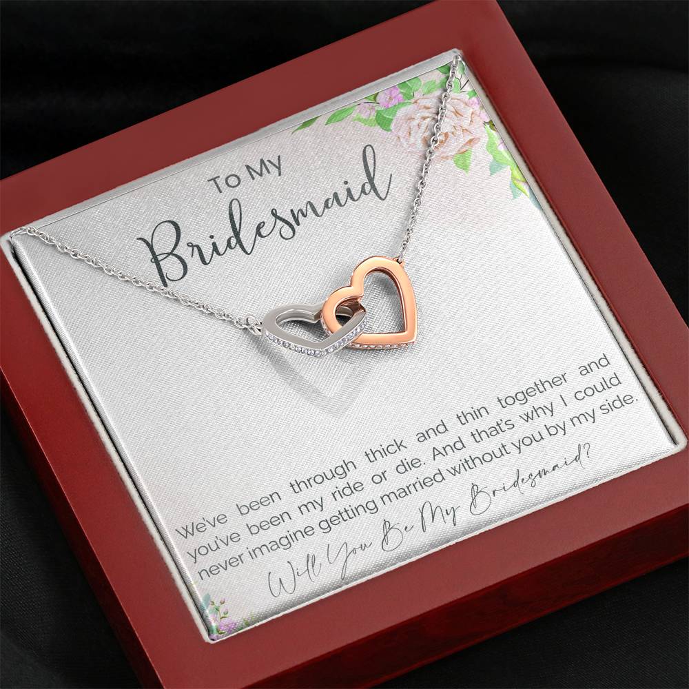 Personalized Gift Bridesmaid Necklace for Her Wedding Accessory  Interlocking Hearts Heart Necklaces for Women with Message  Card