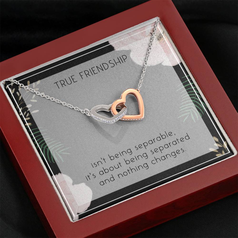 Friendship Necklace For True Friend Interlocked Hearts Pendent Gift To My Forever Friend