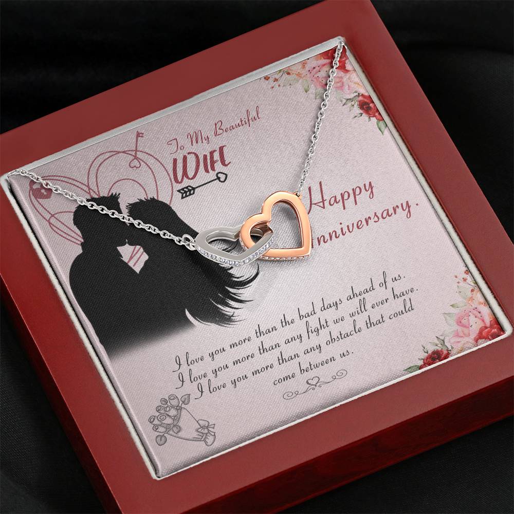 Interlocking Hearts Necklace for Wife Personalized in Luxury Box Birthday Gift for Her Valentines Anniversary Gifts To My Wife Necklace with message card from Husband Silver Necklaces for Women