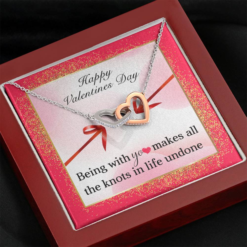 Interlocking Hearts Necklace for Girlfriend Personalized Necklaces for Valentines Birthday Anniversary Gift for Her Custom Message Card from Boyfriend to Fiance Women's Jewelry