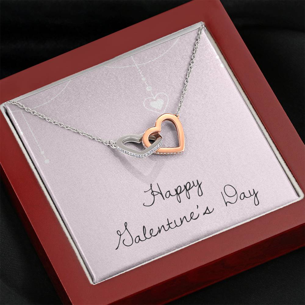 Personalized Wife Girlfriend Necklace  for Her Valentines Birthday Anniversary Gift InterLocking  Hearts Necklace for Women with Message  Card