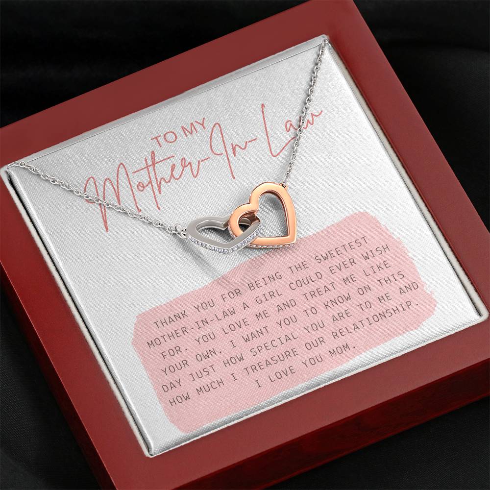 Necklace Gift For Mother In Law Groom's Mom Interlocking Heart Pendent To My Bride's Mom On Mother's Day