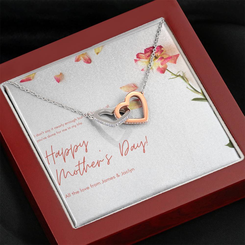 Personalized Gift Mom Necklace for Her Birthday Valentines Mother's Day Interlocking Hearts Necklaces for Women with Message  Card
