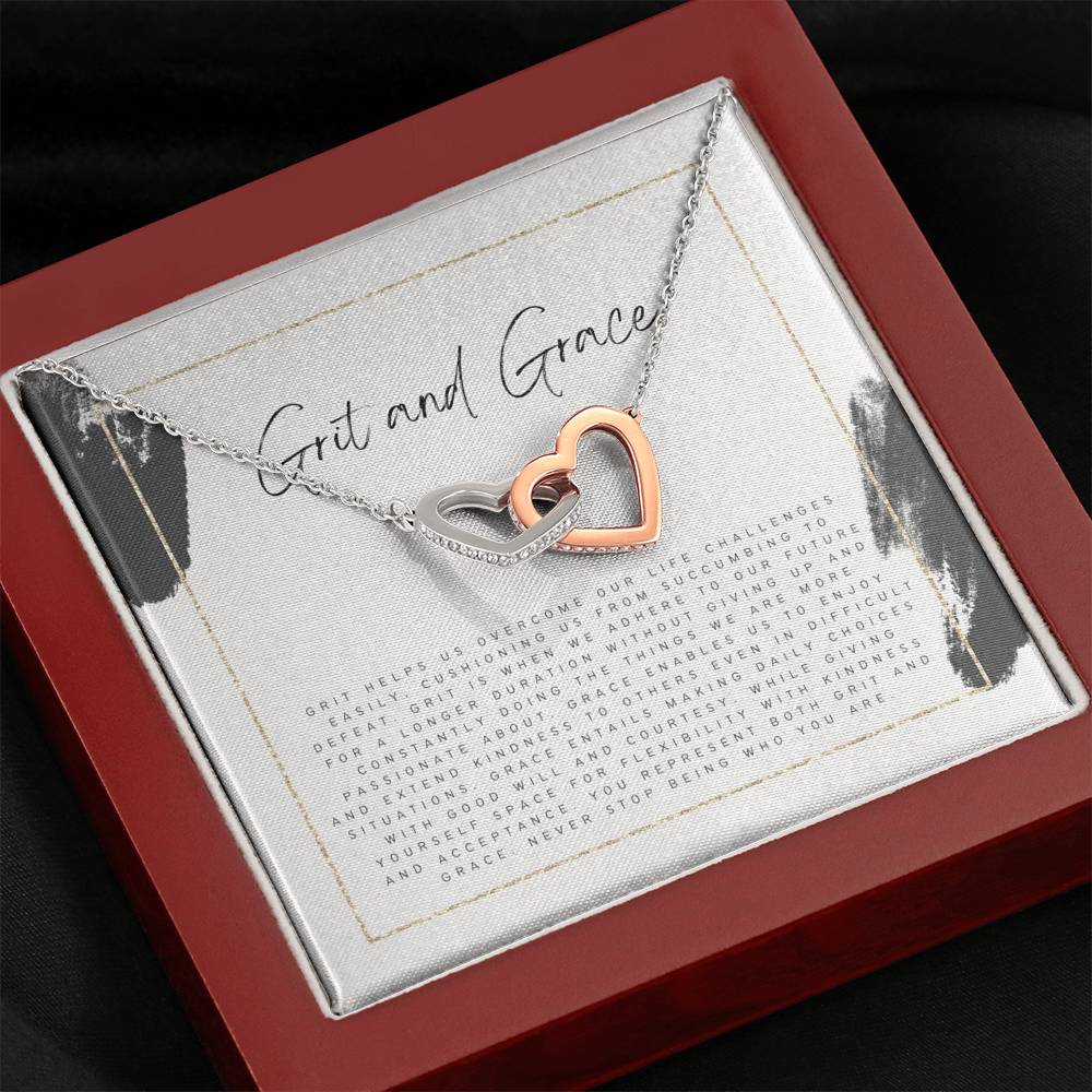 Encouraging Gift for Friend, Never Give Up Gift Necklace for Friend, Grace and Grit Heart Necklace for Friend
