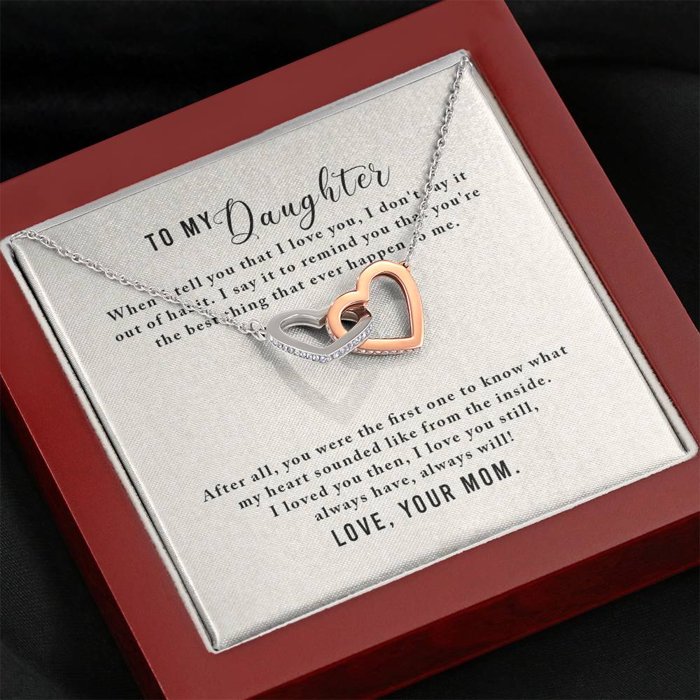 Personalized To my Daughter Necklace  for Her Valentines Birthday Gift Interlocking Hearts Necklace for Women with Message  Card