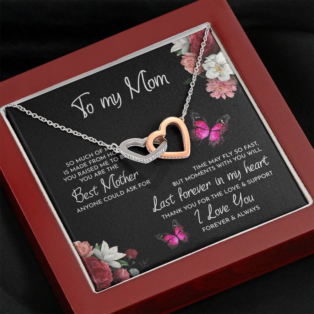 To My Mom, Thank You For Always Being There, Interlocking Hearts Necklace, Mother's Day Gift, Necklace For Mom, Jewelry Gift From Daughter