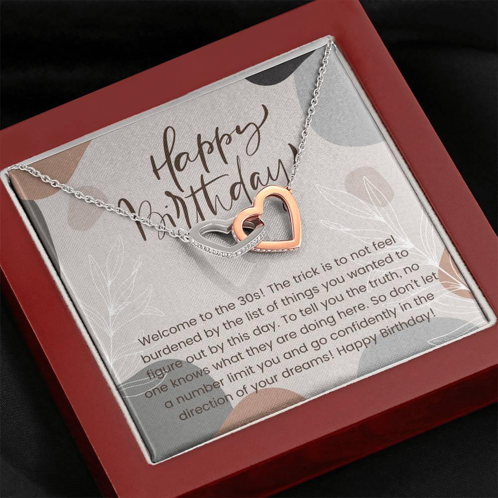 30th Birthday Gift Necklace, Happy Birthday from Friend, Birthday Card for Her