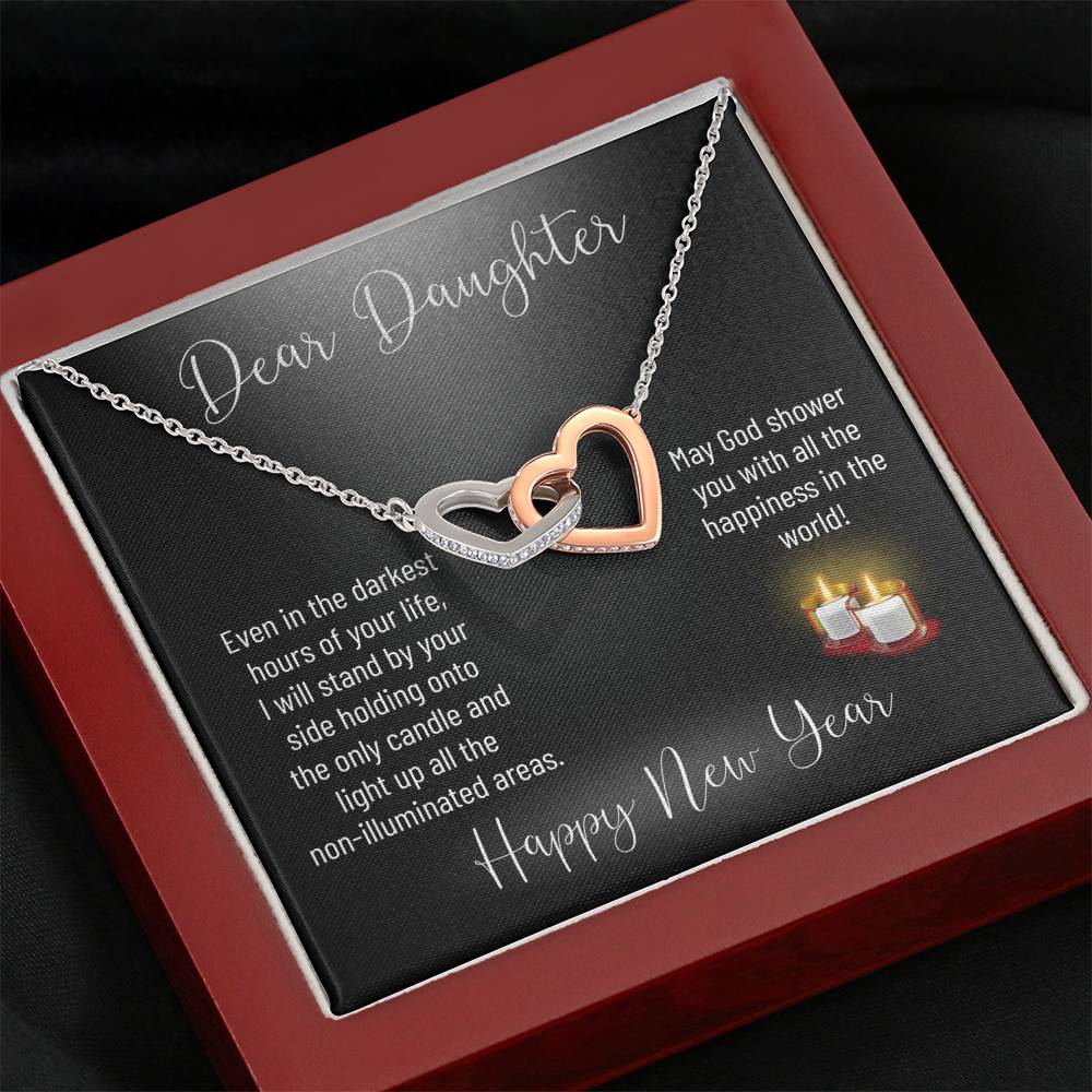 Personalized Gift Daughter Necklace for Her Valentines Birthday  Gift InterLocking Hearts Necklace for Women with Message  Card