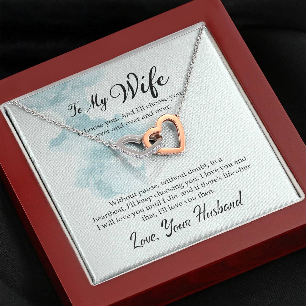 Interlocking Hearts Necklace for Wife Personalized Birthday Gift for Her Valentines Anniversary Gifts To My Wife Necklace with message card from Husband Necklaces for Women