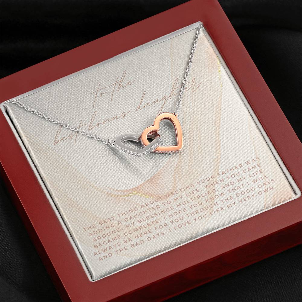 Gift for Step Daughter, Bonus Daughter Gift Necklace, Unbiological Daughter Message Card