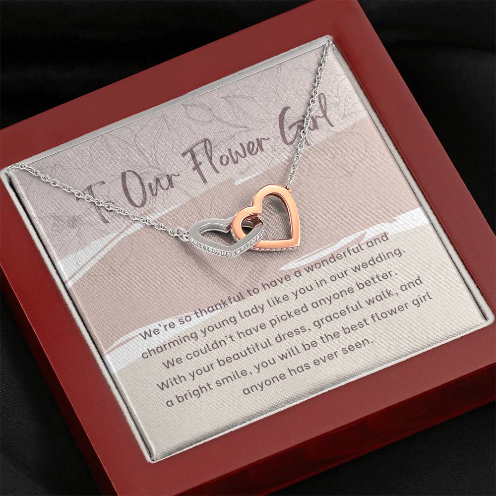Flower Girl Gift Necklace, Thank You Gift for Flower Girl, Heart Necklace for Flower Girl