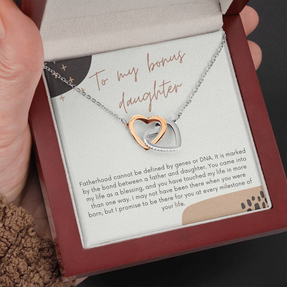 Bonus Daughter Gift Necklace, Gift From Stepdad to Stepdaughter, Birthday Gift, Christmas Gift, Wedding Heart Necklace