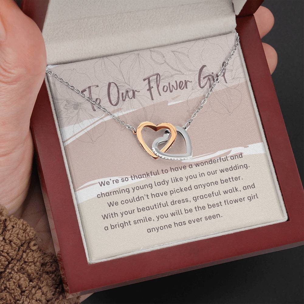 Flower Girl Gift Necklace, Thank You Gift for Flower Girl, Heart Necklace for Flower Girl