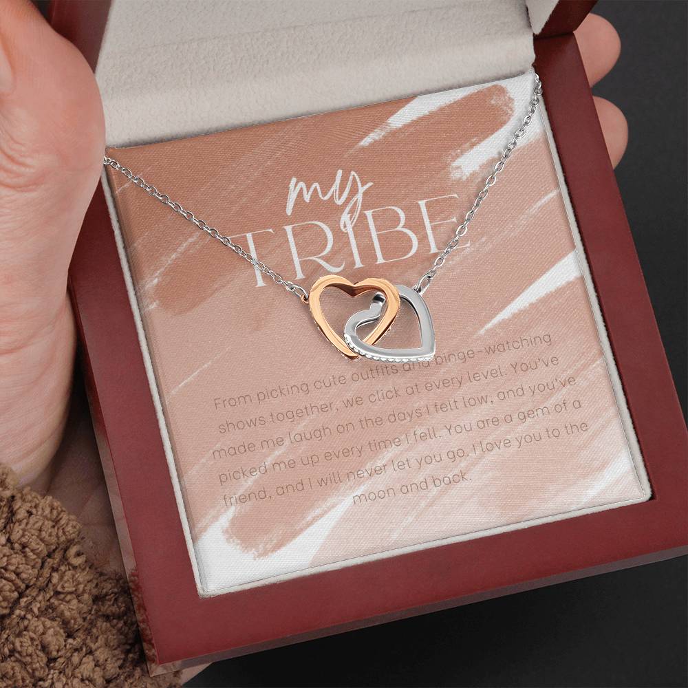 My Tribe, Gift Necklace for BFF, Best Friends Heart Necklace, Personalized Gift for Friend Birthday