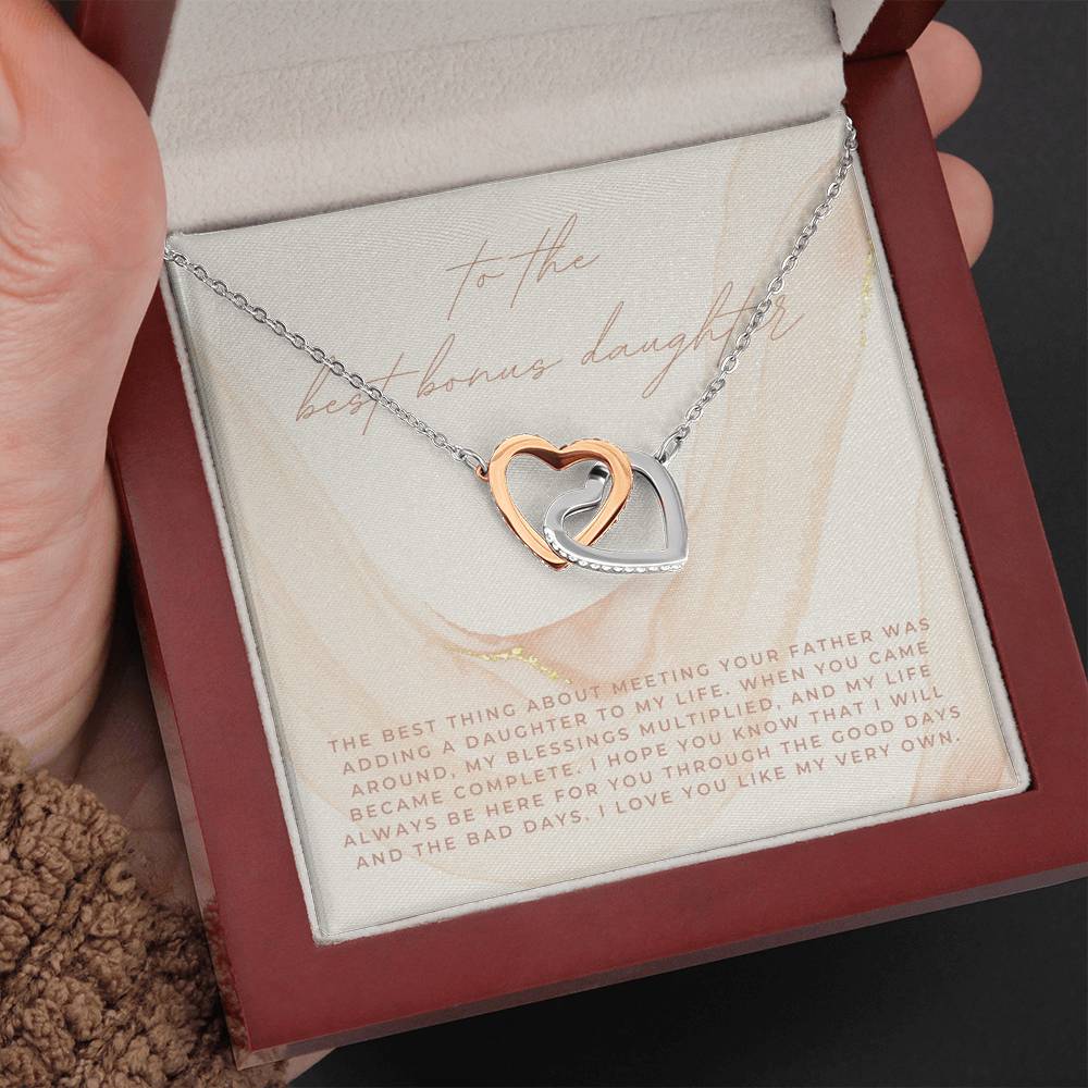 Gift for Step Daughter, Bonus Daughter Gift Necklace, Unbiological Daughter Message Card
