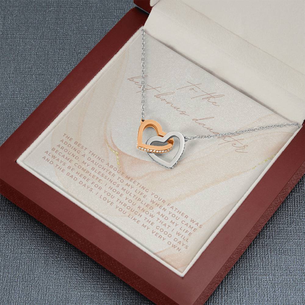 Gift for Step Daughter, Bonus Daughter Gift Necklace, Unbiological Daughter Message Card