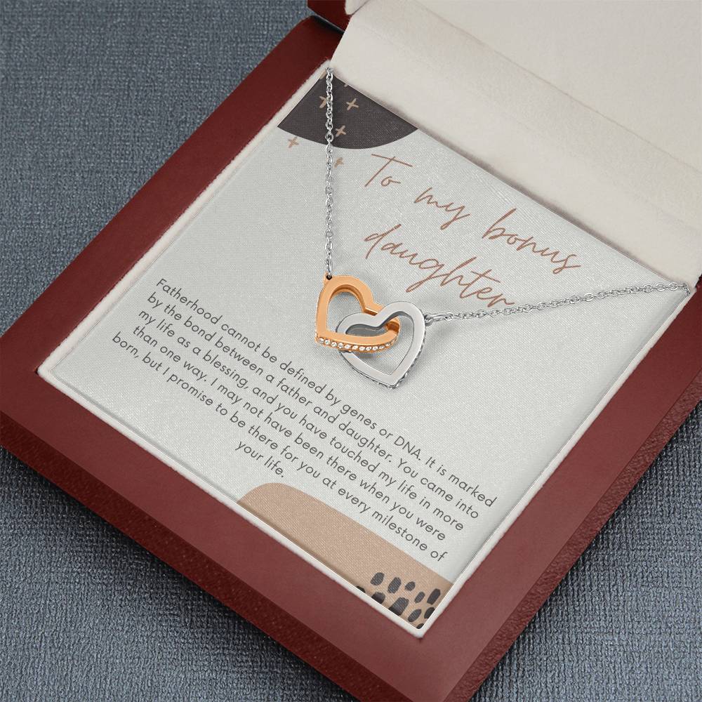 Bonus Daughter Gift Necklace, Gift From Stepdad to Stepdaughter, Birthday Gift, Christmas Gift, Wedding Heart Necklace