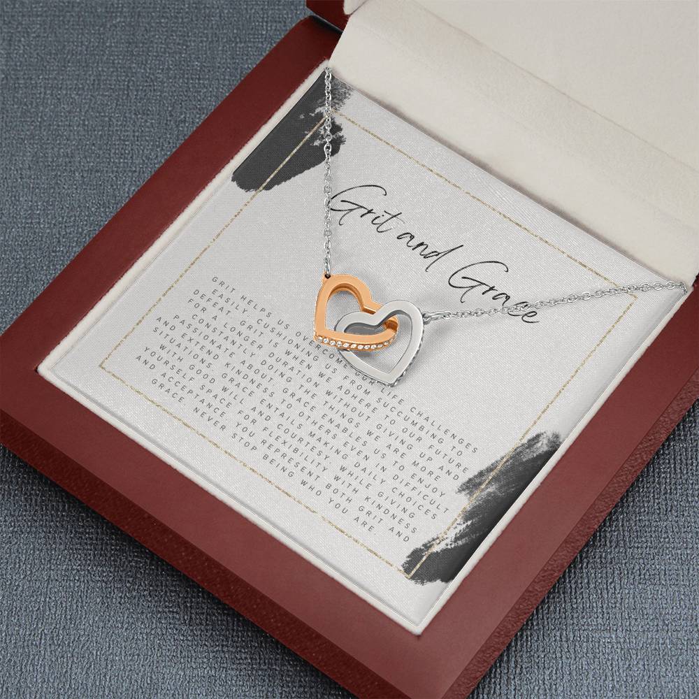 Encouraging Gift for Friend, Never Give Up Gift Necklace for Friend, Grace and Grit Heart Necklace for Friend