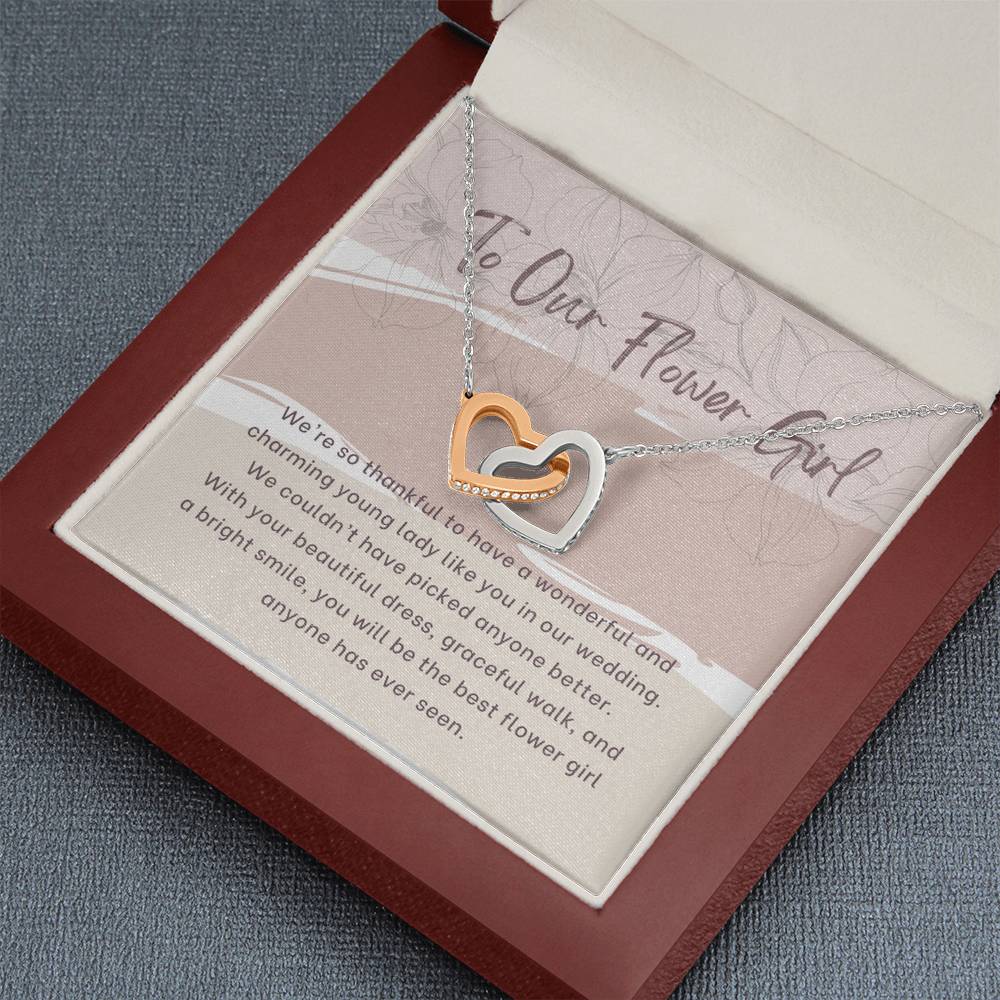 Flower Girl Gift Necklace, Thank You Gift for Flower Girl, Heart Necklace for Flower Girl