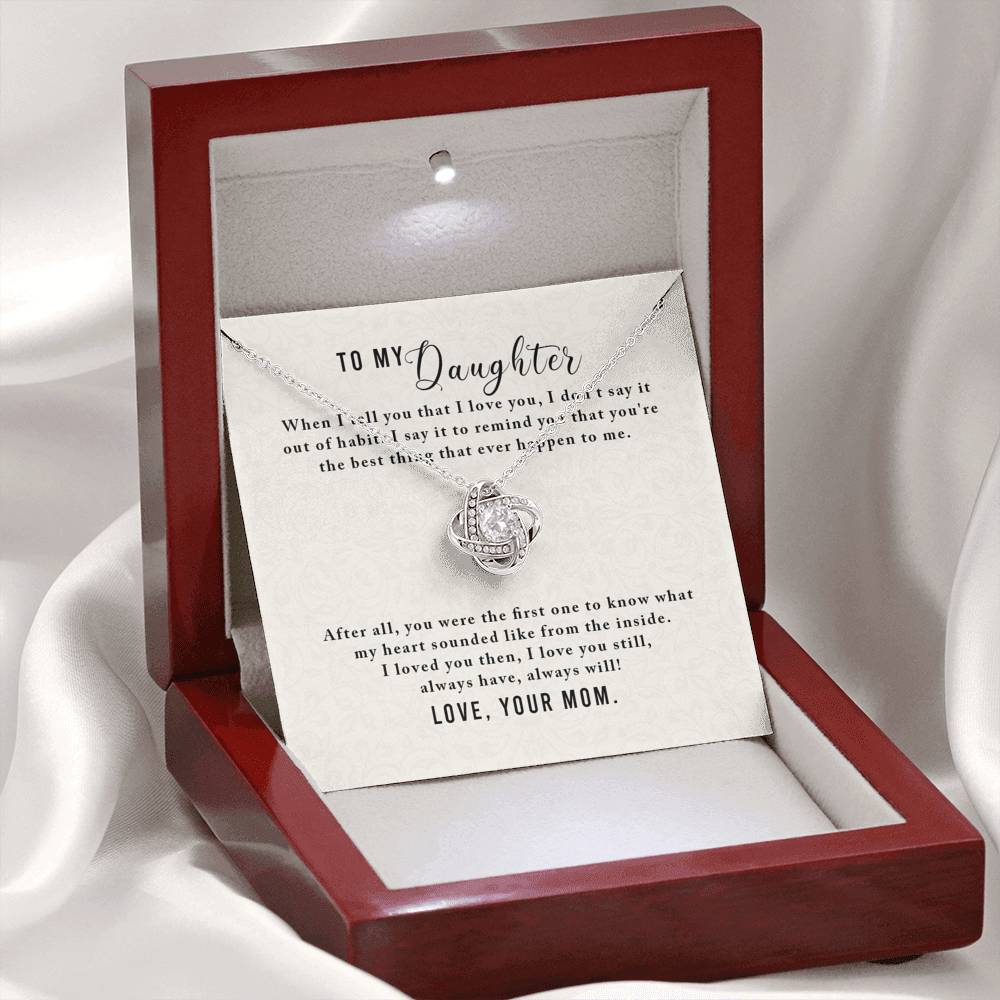 Personalized To my Daughter Necklace  for Her Valentines Birthday Gift Love Knot Necklace for Women with Message  Card