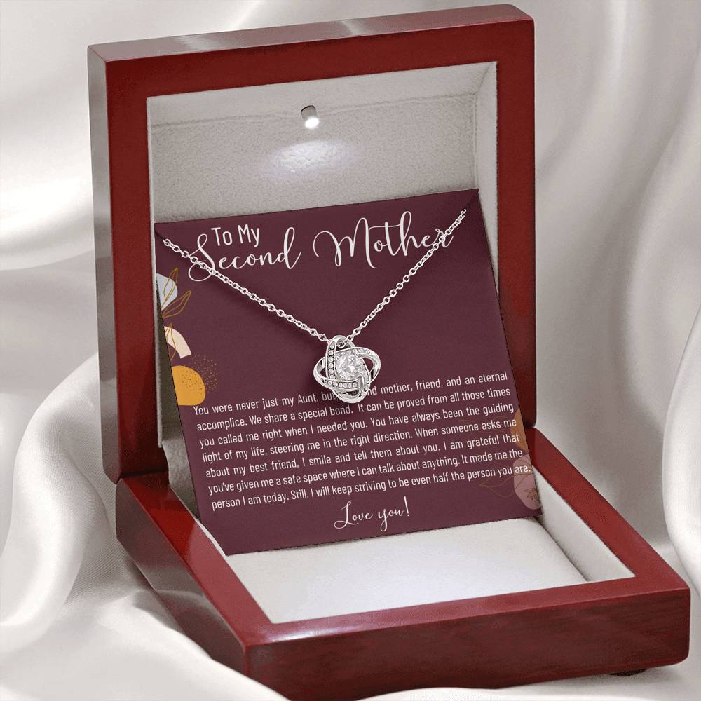 Personalized Gift For Second Mother Necklace for Her Birthday Gift Love Knot Necklaces for Women with Message  Card