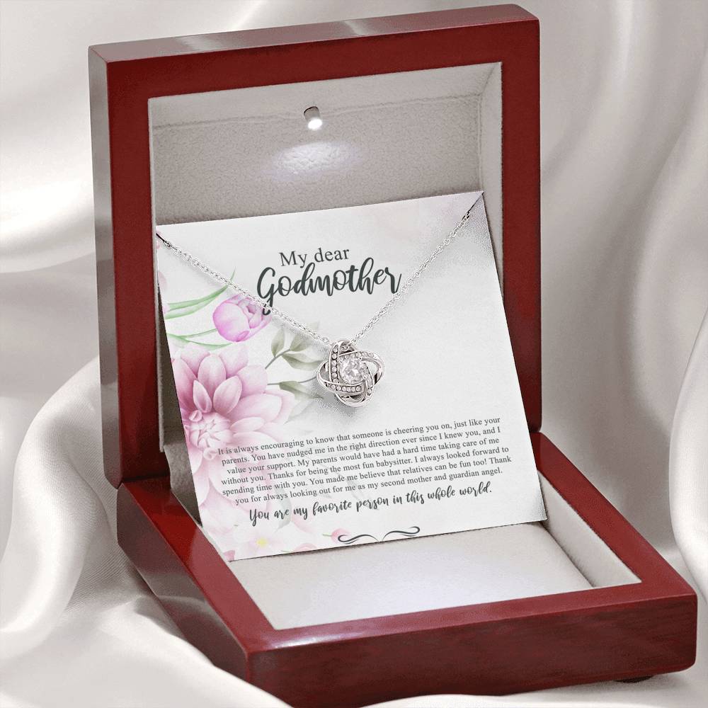 Best Gift for Godmother Necklace Silver Jewelry for Valentines Birthday Gift LoveKnotHearts Necklace for Women with Message  Card
