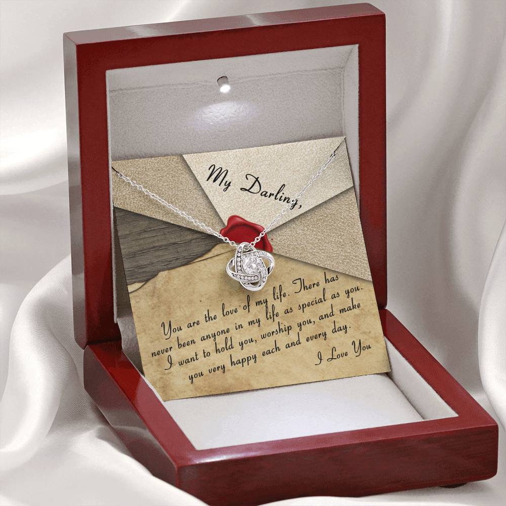 Personalized Girlfriend Wife Necklace  for Her Valentines Birthday Anniversary Gift Love Knot Necklace for Women with Message  Card