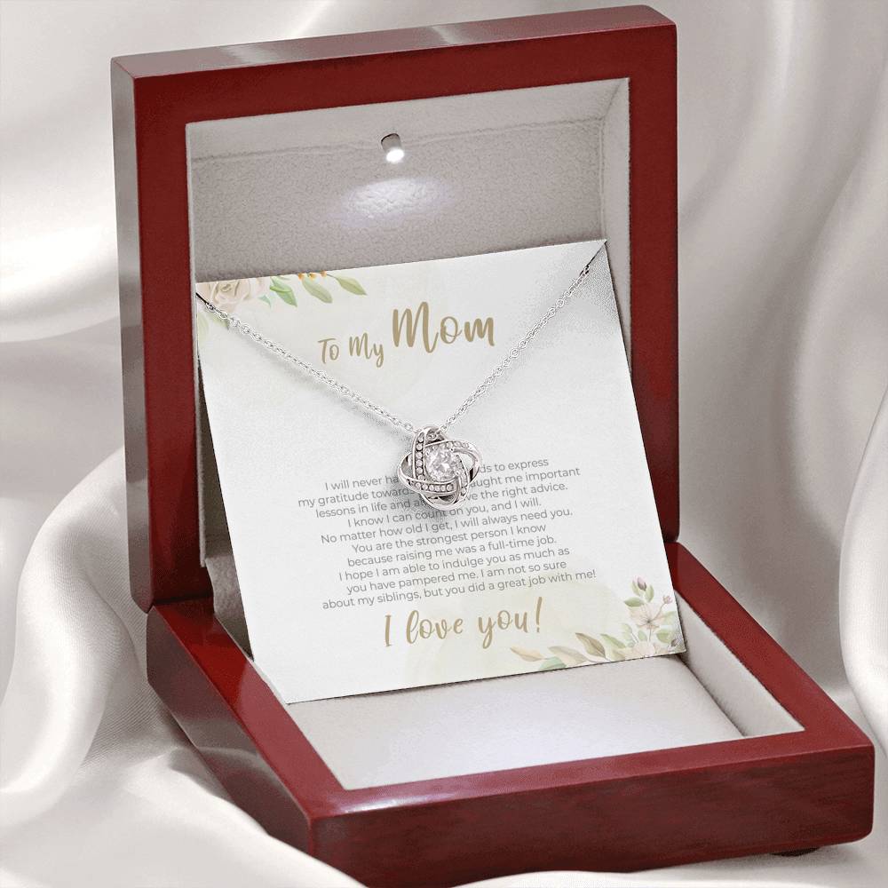 Necklace Gift To My Mom Love Knot Pendent From Her Kids On Mothers Day