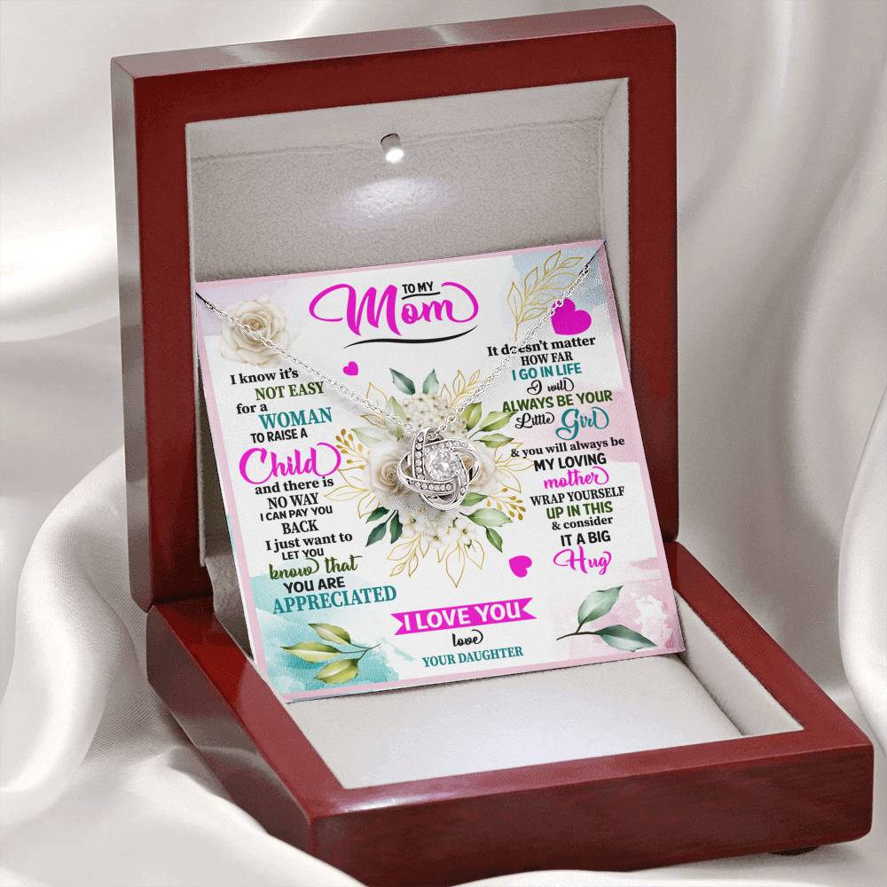 Personalized Gift Mother Necklace for Her Valentines Birthday  Gift Love  Knot Necklace for Women with Message  Card