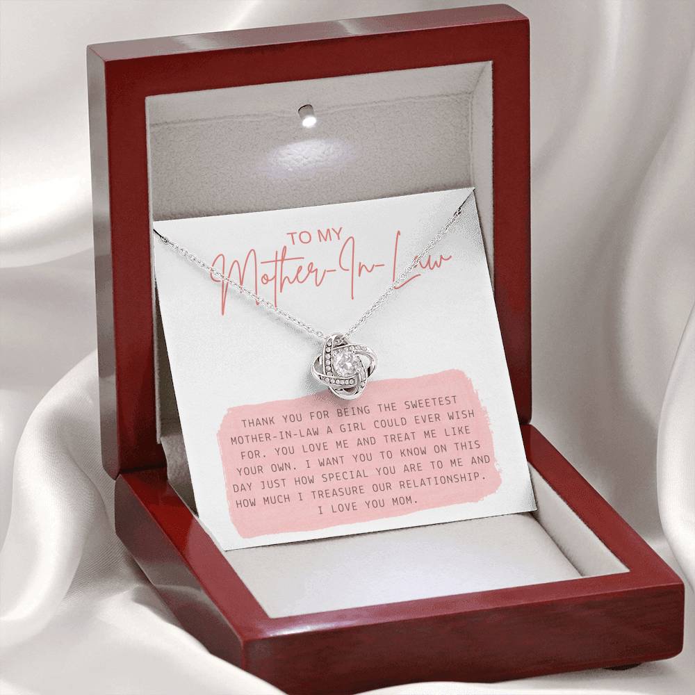 Personalized Gift For Mother In Law Love Knot Pendent From Bride Groom On Birthday Mother's Day