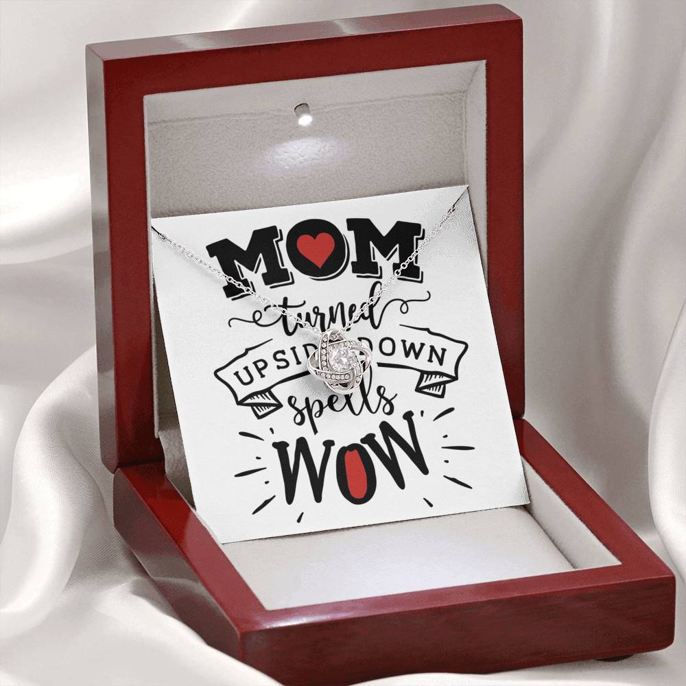 Personalized Gift Mother Necklace for Mom Valentines Birthday Gift Silver Jewelry Love Knot Necklace for Women with Message  Card