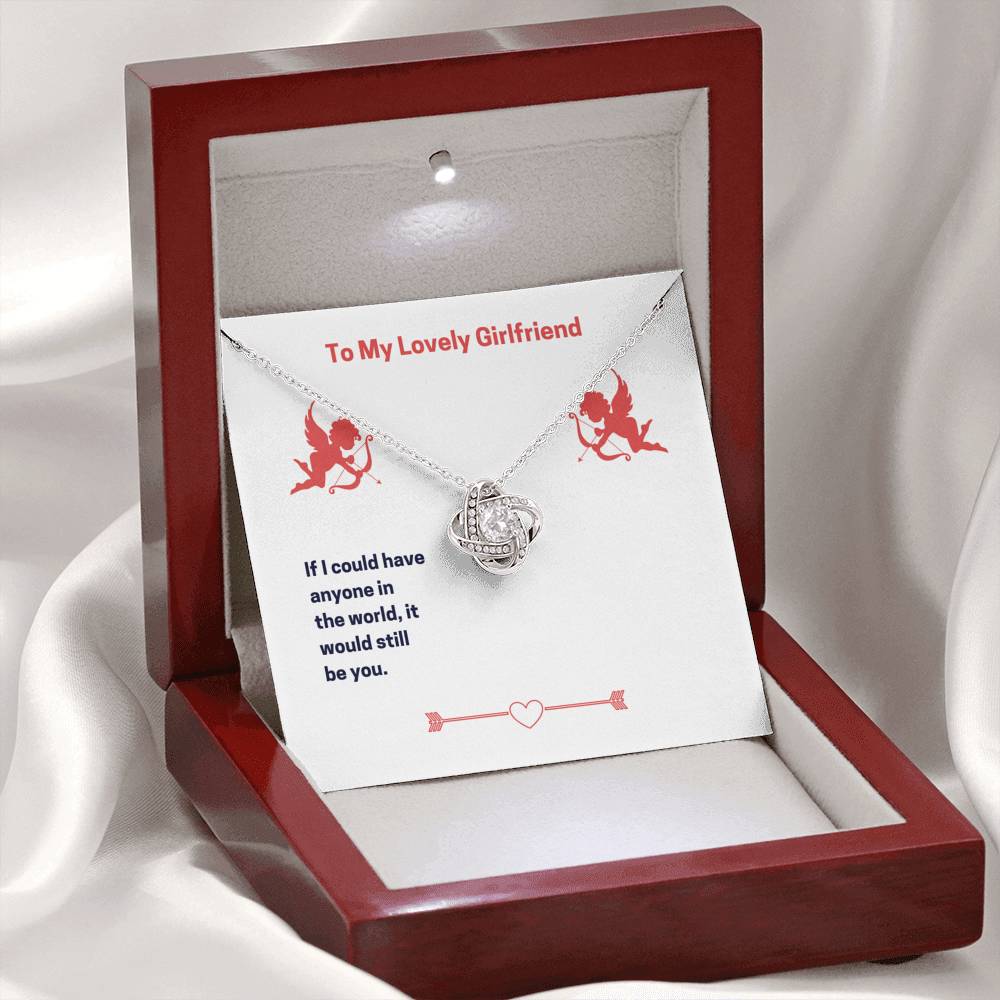 Personalized To My Girlfriend Necklace  for Her Birthday Valentines Anniversary Gift for Girlfriend Love Knot Necklace for Women with Message  Card