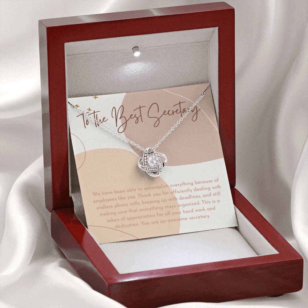 Secretary Appreciation Gift Necklace, To The Best Secretary, Thank You Card For Secretary