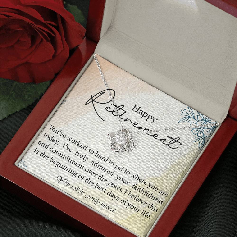 Personalized Retirement Gift for Mom Grandmother Aunt Birthday Gift Love Knot Necklaces for Women with Message  Card