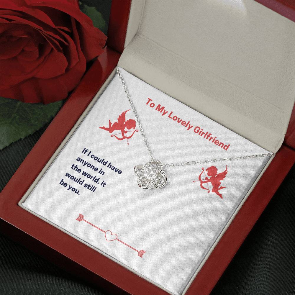 Personalized To My Girlfriend Necklace  for Her Birthday Valentines Anniversary Gift for Girlfriend Love Knot Necklace for Women with Message  Card