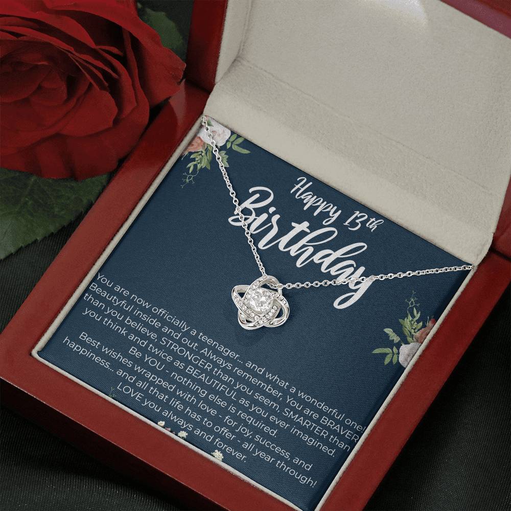 Personalized Daughter Sister Niece Necklace for Her Valentines Birthday Gift Love Knot Necklace for Women with Message  Card
