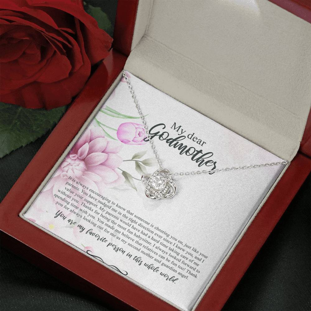 Best Gift for Godmother Necklace Silver Jewelry for Valentines Birthday Gift LoveKnotHearts Necklace for Women with Message  Card
