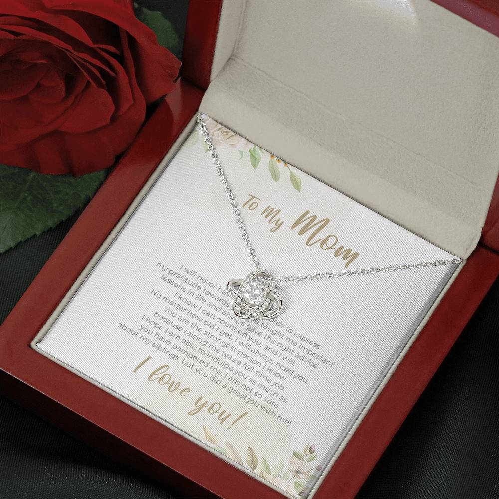 Necklace Gift To My Mom Love Knot Pendent From Her Kids On Mothers Day
