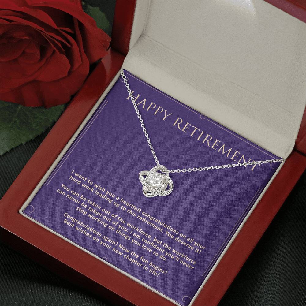 Personalized Retirement Gift For Boss Love Knot Necklace