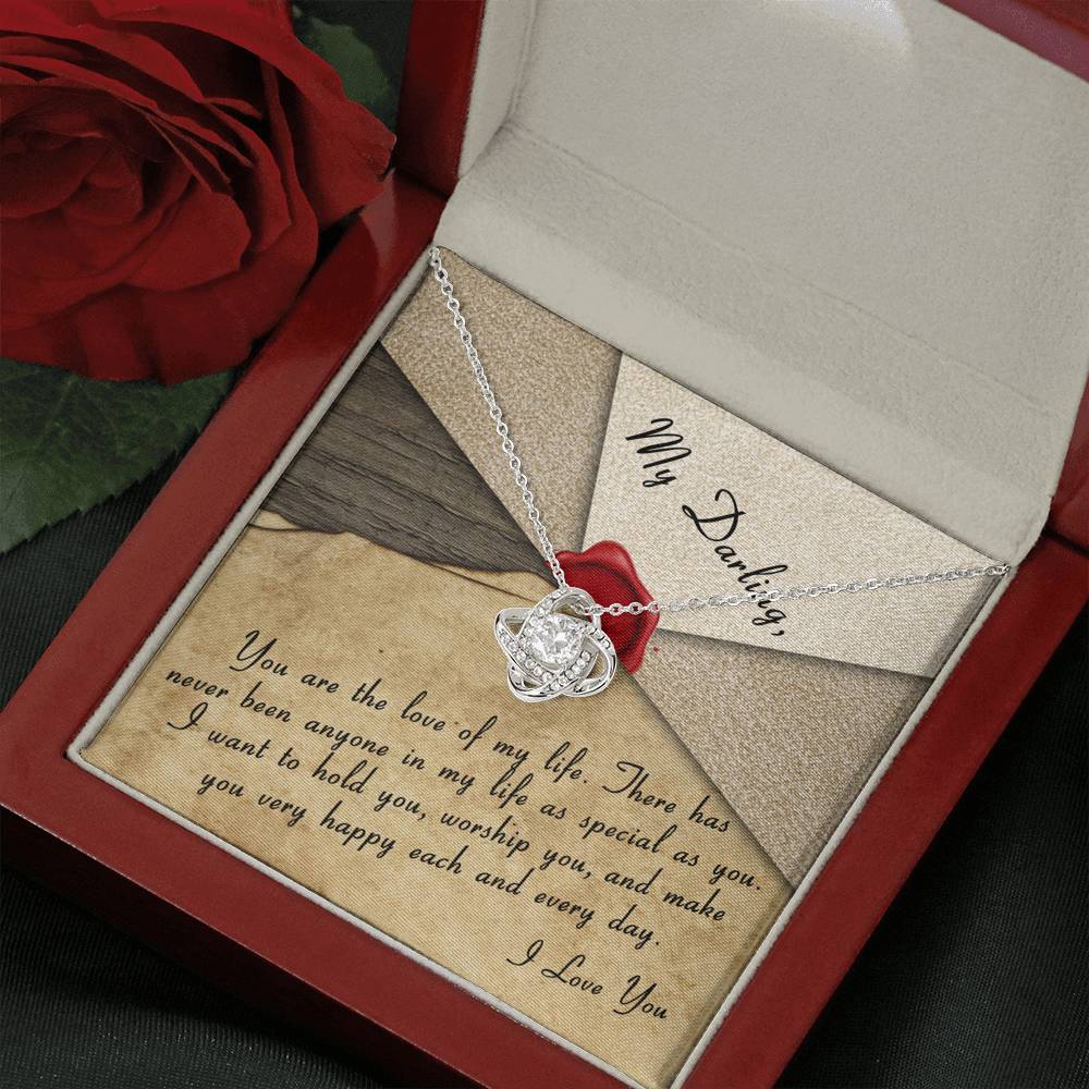 Personalized Girlfriend Wife Necklace  for Her Valentines Birthday Anniversary Gift Love Knot Necklace for Women with Message  Card