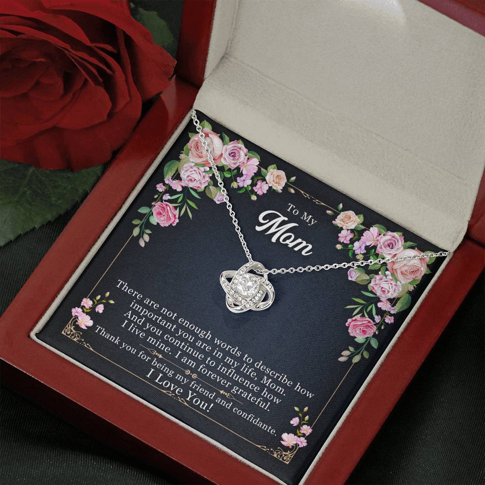 Personalized Gift To My Mom Necklace Birthday Valentines Gift to my mother Silver Jewelry for Women Love Knot Necklace with Message Card