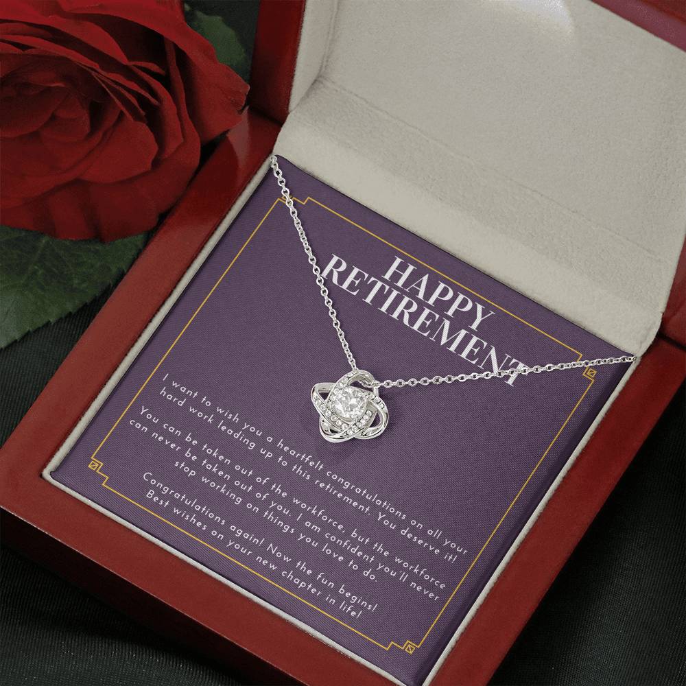 Personalized Retirement Necklace Gift For Employee Boss Friend Love Knot Pendent On Her Retirement Ceremony
