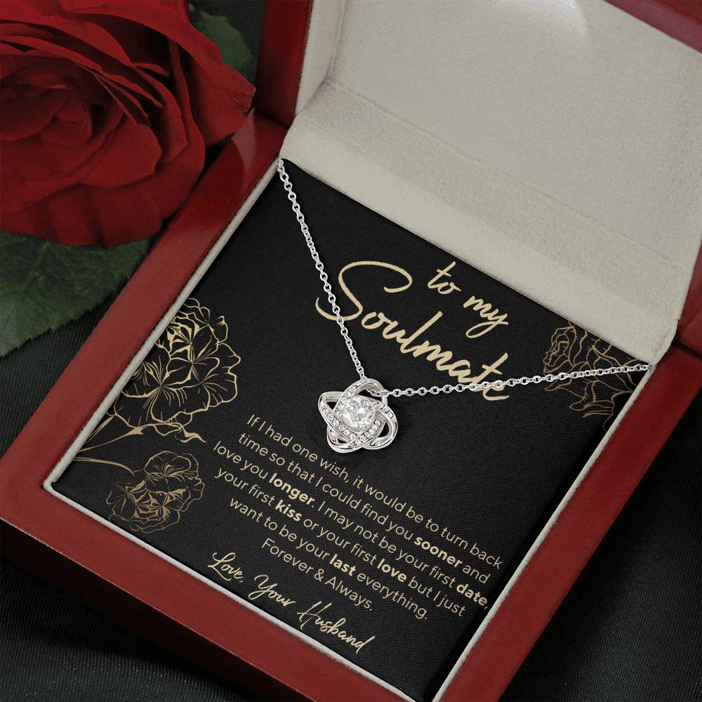Personalized Necklace, Soulmate Necklace, Love Knot, Valentine Day Gift for Her, Pendant Necklace Wife, Gift for Girlfriend, Personalized Message Card