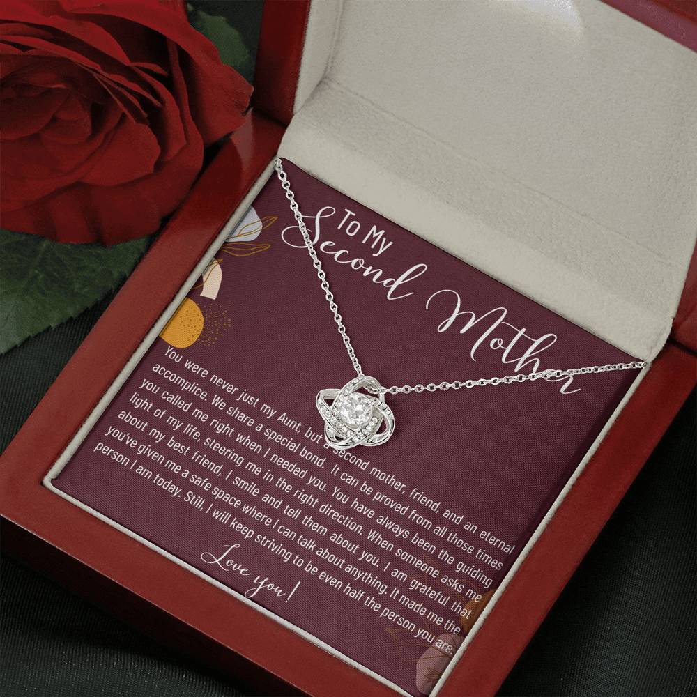 Personalized Gift For Second Mother Necklace for Her Birthday Gift Love Knot Necklaces for Women with Message  Card