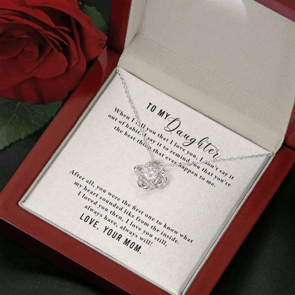 Personalized To my Daughter Necklace  for Her Valentines Birthday Gift Love Knot Necklace for Women with Message  Card