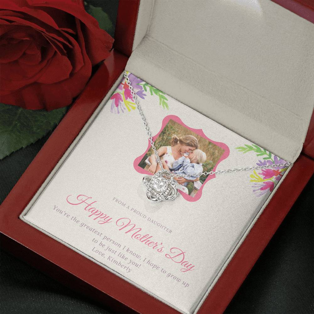 Personalized Gift For Mom Necklace for Mama Mother's Day Sentimental Birthday Gift Love Knot Necklace for Women with Message  Card